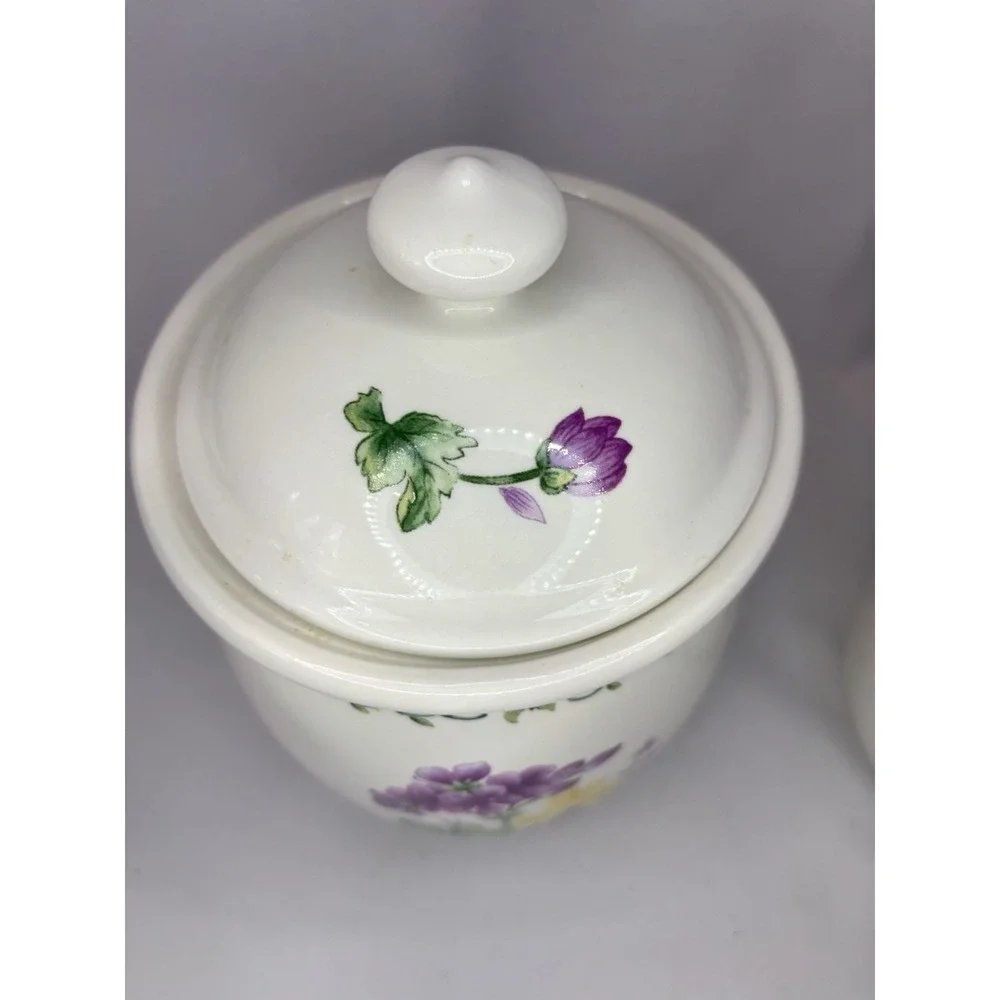 Thomson Pottery Garden Canister Set Of Two All With Lids Vintage